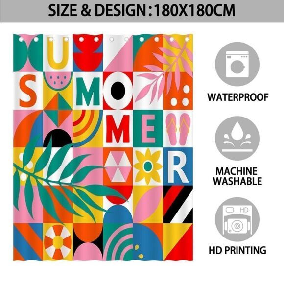 Colorful Summer Shower Curtain - Picture 4 of 5